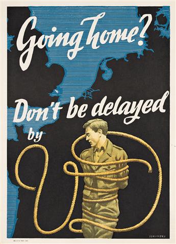 VARIOUS ARTISTS.  [WORLD WAR II / VD & PROPHYLAXIS]. Group of 4 small format posters. Circa 1940s. Sizes vary, generally 22x16 inches,